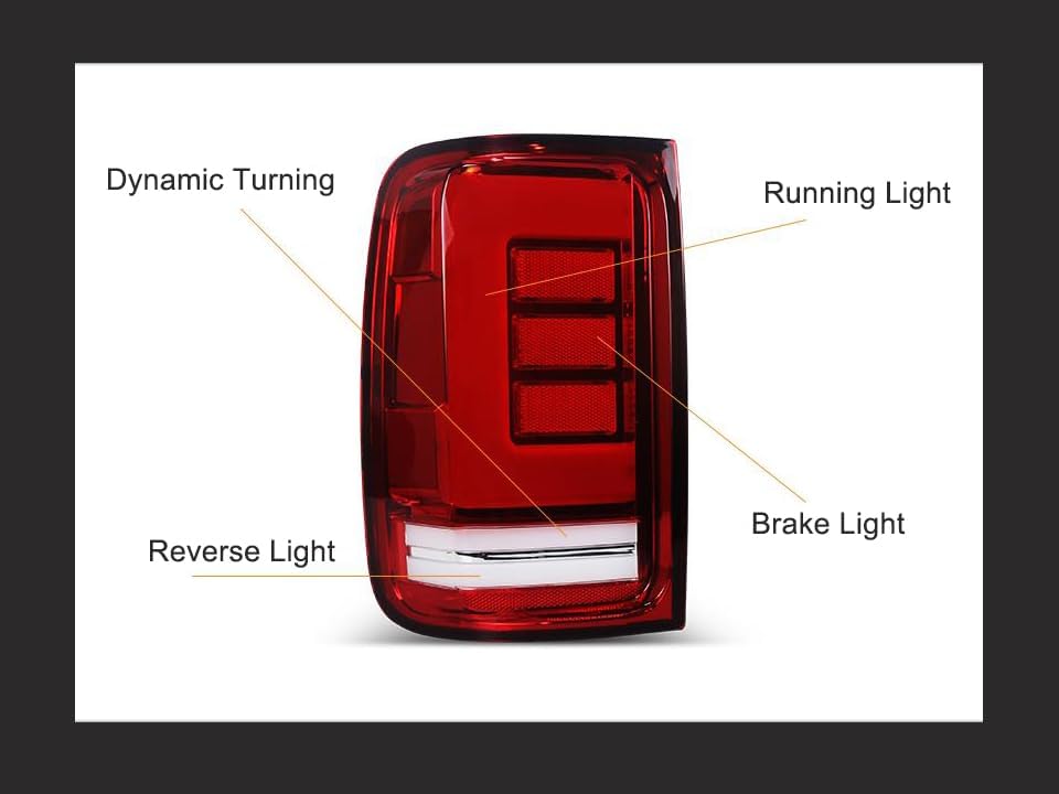 OQHAIR Dynamic Tail Light Assembly 1 Pair Car Rear Taillight Tail Lamp Dynamic Turning Running Brake Pickup Rear Taillamps LED Taillights For VW For Amarok 2010-2021
