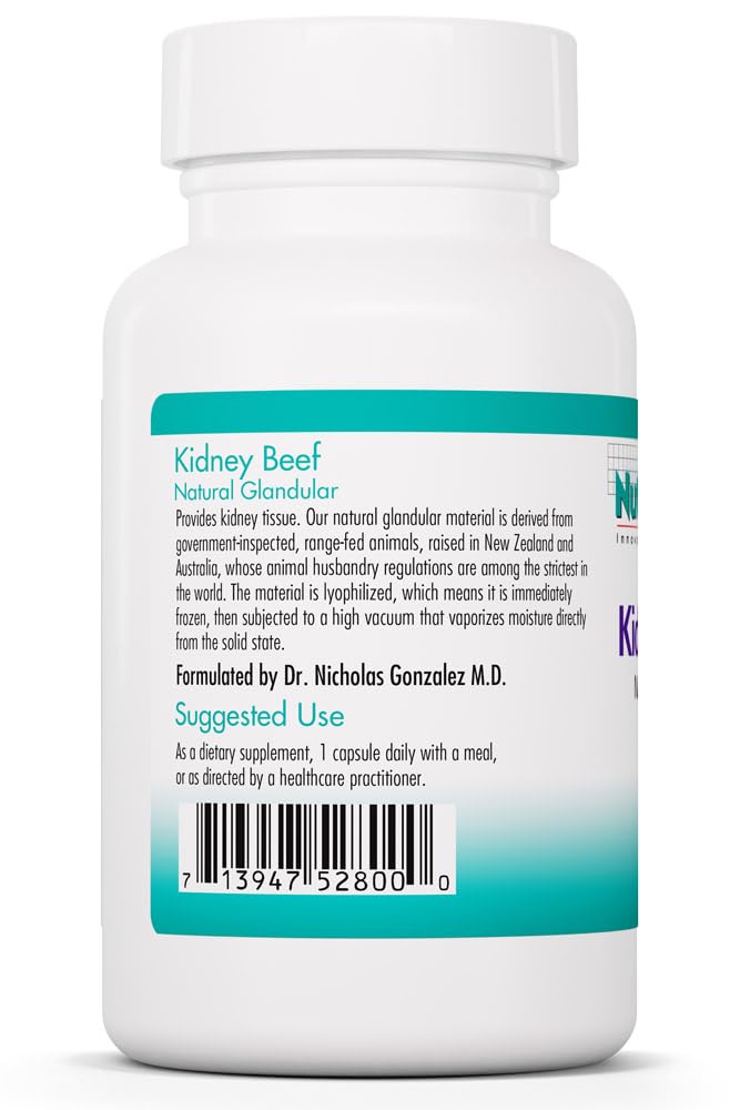 Allergy Research Group NutriCology Kidney Beef - 500 mg Bovine Kidney Glandular Supplement - Freeze-Dried Organ Extract - Renal & Glandular Support - Hypoallergenic - 100 Servings - 100 Vegicaps