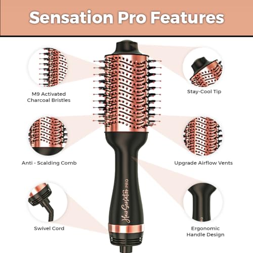 Hair Dryer Brush, 4 in 1 Styling Tools with ION Generator and Ceramic Coating for Fast Drying, Perfect One Step Hair Dryer and Volumizer for All Hair Types, Rose Gold Volumizer