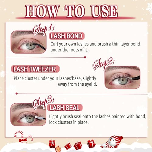 Glitter Lashes Glitter Lash Clusters 10-20mm Cluster Eyelash Extensions 168Pcs Fluffy Lash Clusters C Curl Individual Lashes for New Year Christmas Halloween Cosplay Party False Eyelashes, by Anforlin