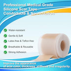 Medical Grade Silicone Scar Tape for Surgical Scars (1.6" x 157" - 4M) Professional Silicone Scar Sheets Scar Treatment for Face Wrinkles, C Section Recovery, Keloid Bump Removal Silicone Scar Patches