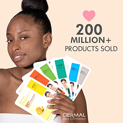DERMAL 12 Combo Pack Collagen Essence Korean Face Mask, Hydrating & Soothing, Unisex Skin Treatment Mask