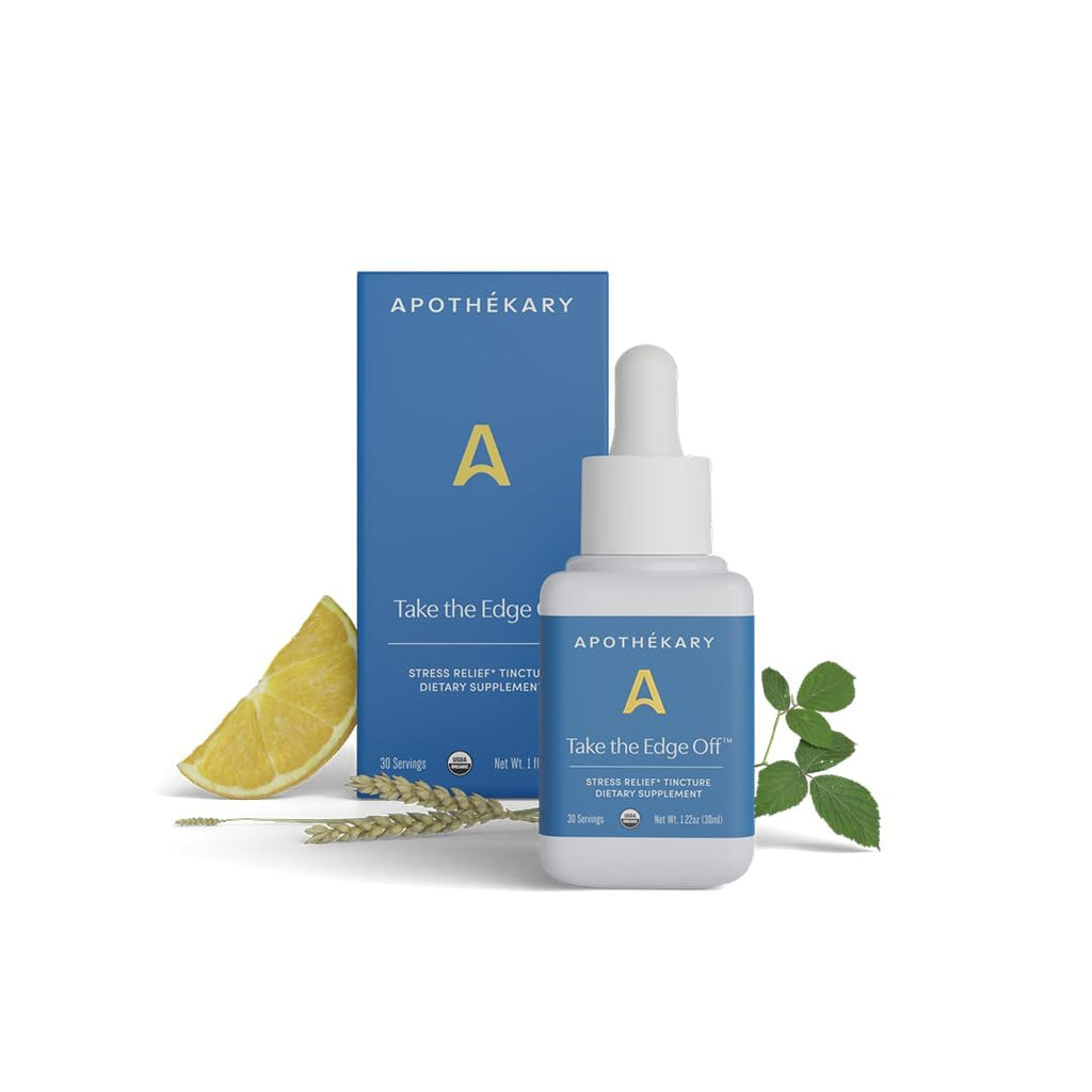 Apothékary Take The Edge Off, Helps Ease Stress & Tension, Alcohol-Free White Wine-Inspired Herbal Liquid Drops, Made with Passionflower Flower, Skullcap & Oatstraw Leaf, 1 Fl oz, 30 Servings