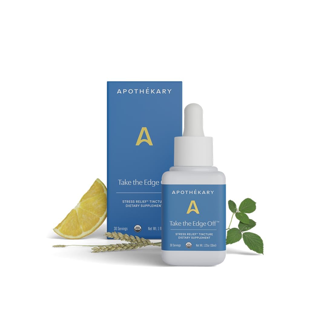 Apothékary Take The Edge Off, Helps Ease Stress & Tension, Alcohol-Free White Wine-Inspired Herbal Liquid Drops, Made with Passionflower Flower, Skullcap & Oatstraw Leaf, 1 Fl oz, 30 Servings