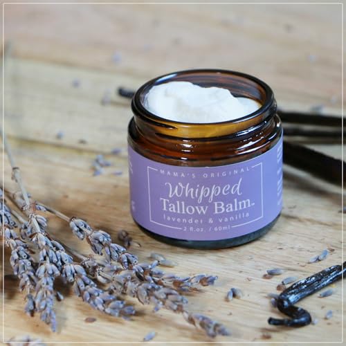 Handmade Whipped Tallow Balm, 100% Grass-fed Beef Tallow for Skin w/Organic Jojoba Oil, Natural Tallow Face Moisturizer, Relief For Dry Skin, Eczema, Baby, Chafing - 2 oz (Lavender & Vanilla)