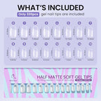 BTArtbox Short Coffin Fake Nails - 320pcs Short Nail Tips Pre-shape Half Matte Soft Gel Tips, Full Cover Clear Acrylic False Nails fot Nail Extension Home DIY Nail Salon