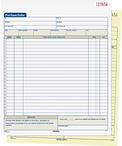 Adams Purchase Order Book, Carbonless, White/Canary, 2-Part, 8-3/8 x 10-11/16 Inches, 50 Sets (DC8131)