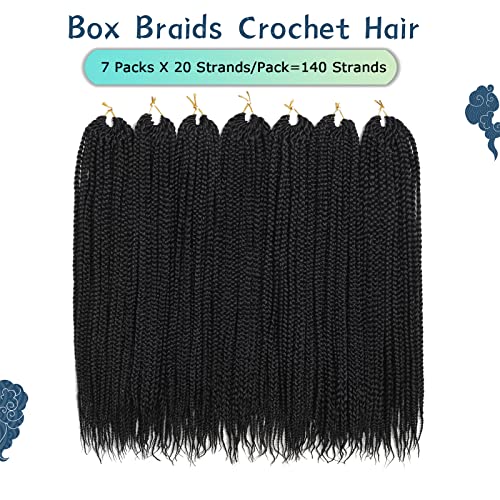 Crochet Box Braids Hair 7 Packs 30 Inch Pre Looped Goddess Boho Crochet Hair for Black Women (30 inch, 1B)