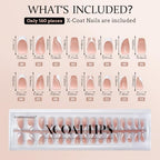 BTArtbox French Tip Press on Nails - 5 Styles XCOATTIPS Short Coffin Nails, Pre-Designed Swirl Soft Gel Nail Tips, Ultra Fit False Nails, Soak Off Acrylic Fake Nails Extensions for Nail Art