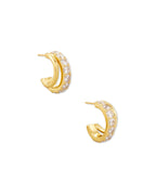 Kendra Scott Livy 14k Gold-Plated Huggie Earrings in White Crystal
