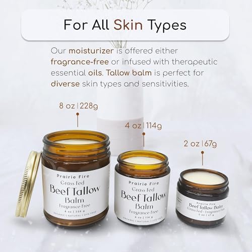 Beef Tallow Balm - 2 oz - Organic Grass Fed and Finished Tallow- Made in USA - Moisturizing Skin Care Tea Tree