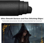 DEGDFSGR MTG Playmat with Zones - 24 x 14 inches, Non-Slip Rubber Base Commander Playmat for Magic The Gathering, Dark Forest Black Cloak Witch