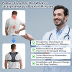 Posture Corrector for Women & Men, Adjustable Upper Back Brace with Anti-Chafing Pads for Neck/Shoulder/Back Pain Relief, Breathable Invisible Posture Brace for Office, Driving, Fitness. (Black, Large)