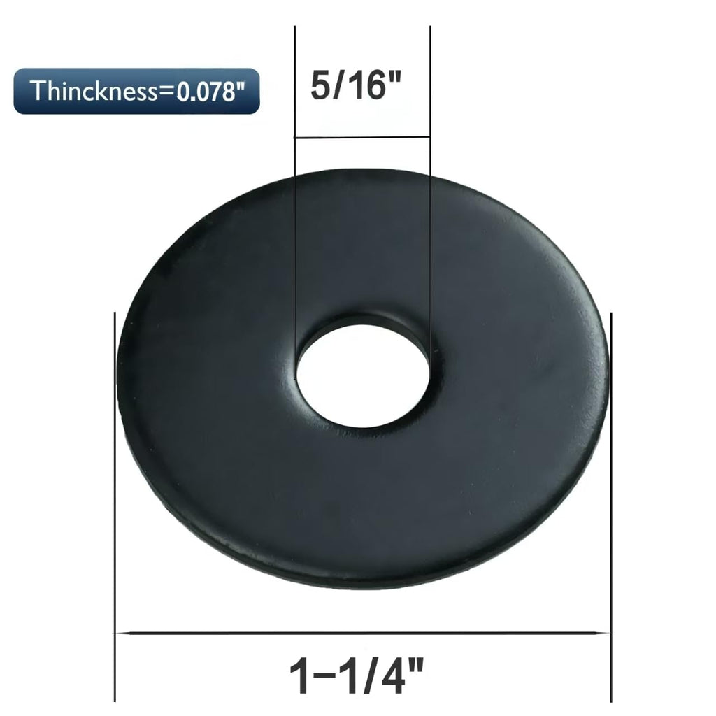 5/16 x 1-1/4 Inch 18-8(304) Stainless Steel Fender Washers, Black Zinc Plated Flat Washers for Screws and Bolts, 50 Pieces Large Repair Washers for Home and Industrial Use