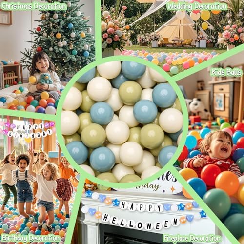 GOGOSO Balls for Ball Pit - Plastic Ball for Toddlers 1-3, Baby Kids Ball Pool Decoration,Creamy Green+Creamy Blue+ Soft White,200pcs