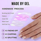 BTArtbox Press On Nails Short - Square Press On Nails, Brown Chrome Nail Tips Glue On Nails with Nail Glue, Reusable Stick On Nails in 15 Sizes - 30 Soft Gel Fake Nails Kit, Cream Soda