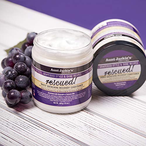 Aunt Jackie's Grapeseed Style and Shine Recipes Rescued Thirst Quenching Hair Recovery Conditioner Repair Treatment, Seals in Moisture, 15 oz