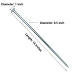 16" Rebar Stakes 6 Pack, 1/2" Diameter Heavy Duty Galvanized Ground Anchors