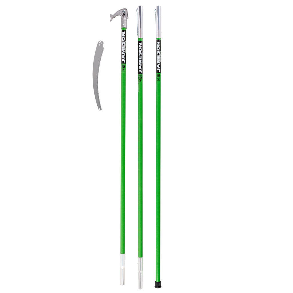 Jameson LS-Series Hollow Core Landscaping Tree Trimming Kit | 16” Barracuda Saw Blade | 18-Foot Reach | Fiberglass Poles with Leaf Spring Locking Buttons | Tree Pruning & Trimming Tool