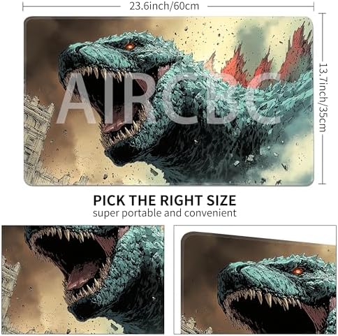 MTG Playmat Non-Slip Rubber Backing Printing Commander Board Game Desk Mat Duel Mat TCG PTCG Playmat 24x14 inches and Free Storage Bags (Godzilla)