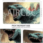 MTG Playmat Non-Slip Rubber Backing Printing Commander Board Game Desk Mat Duel Mat TCG PTCG Playmat 24x14 inches and Free Storage Bags (Godzilla)