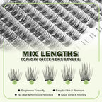 Self Adhesive Lash Clusters 156PCS No Glue Needed Self Adhesive Eyelashes 8-16mm Mix Self Stick Eyelash Clusters Pre-Glued 0.07mm Thickness One-Step Cluster Lashes Press on Lashes