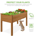 Best Choice Products 48x24x30in Raised Garden Bed, Elevated Wood Planter Box Stand for Backyard, Patio, Balcony w/Bed Liner, 200lb Capacity - Acorn Brown
