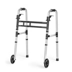 Loyoda Folding Walkers for Seniors，Medical Bariatric Walker Lightweight 5'' Front Wheel Walker Height and Width Adjustable Aluminum Standard Walker for Handicap