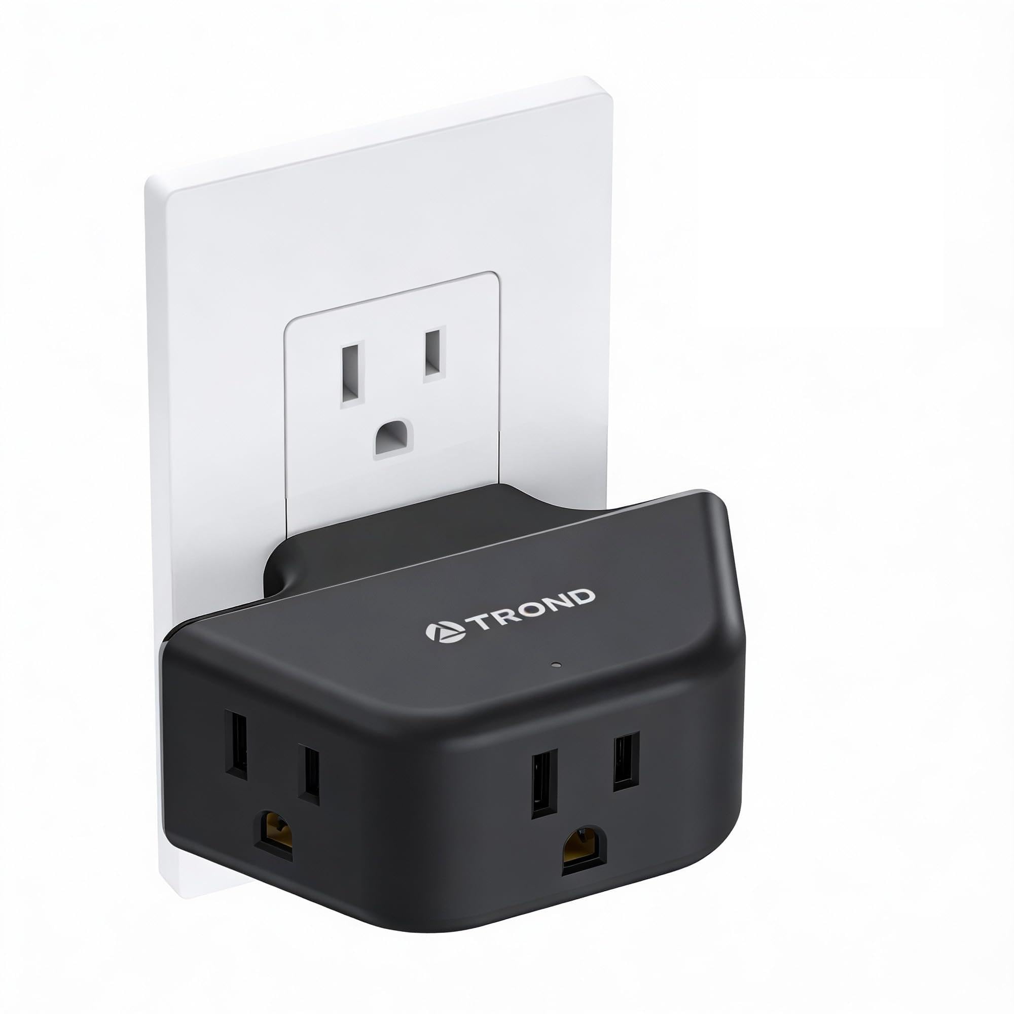 TROND 360 Rotating Plug Outlet Extender, Outlet Splitter with 3 Grounded Sockets, 3 Way Angled Multi Plug Adapter, Cruise Essentials, Small Multiple Expander for Bathroom Kitchen Travel, Black