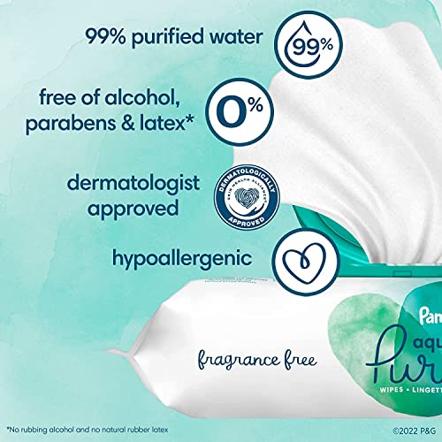 Pampers Pure Protection Disposable Baby Diapers Size 7, 2 Month Supply (2 x 88 Count) with Aqua Pure Baby Wipes, 12X Pop-Top Packs (672 Count)