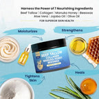Beef Tallow For Skin, Organic Grass-Fed Beef Tallow Balm with Aloe Vera, Jojoba Oil, Manuka Honey, Olive Oil, Beeswax & Collagen, Natural Moisturizer Face, Body, Lips, Hydrates Dry, Cracked Skin, 5oz