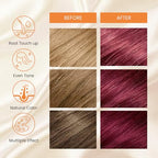 Hair Dye Shampoo 3-in-1 Champu Para Canas Mujer, Instant Wine Red Herbal Burgundy Hair Color Treated Shampoo, Long Lasting Easy to Use for Women Men, 500ml