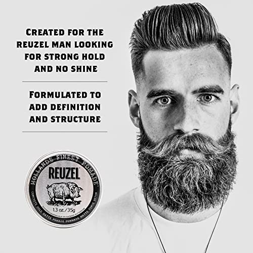 REUZEL Concrete Matte Pomade, Strong All Day Hold, Water Soluble Styling, No Shine and Flake Free, Easy To Wash Out, For All Hairstyles, 1.3 oz