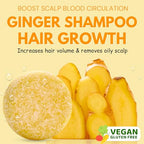 Muun Ginger Rosemary & Rice Water Shampoo Bar Pack 3 - Hair Growth, Thickening, Strengthening, Anti Hair Loss, Volumize & pH Balanced - Sulfate & Silicone Free For All Hair Type
