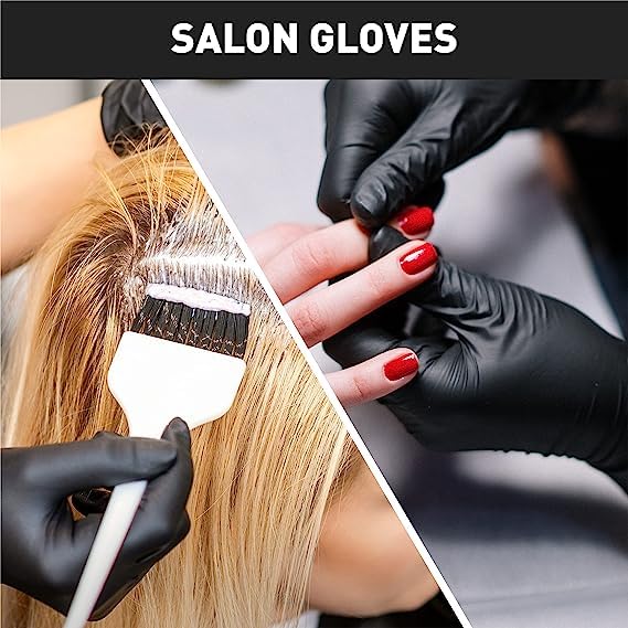 OKIAAS Black/Pink Vinyl Gloves Disposable Latex Free, Food Safe, Powder Free, 5 Mil Thickened for Cooking, Cleaning, Food Prep, Baking, Hair Dye, Tattoo, Medium, 200 Count