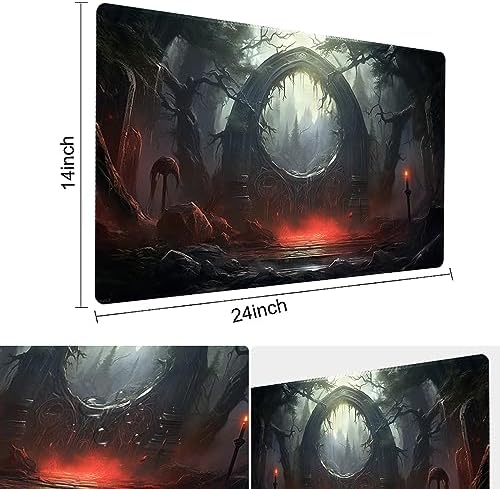 MTG Playmat Size 24x14in Free Storage Bags Non-Slip Backing Printing, Ideal for Card Game Enthusiasts TCG Playmat (No with Zone,Spell of The Dark)