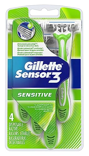 Gillette Mens Sensor 3 Sensitive Disposable 4 Count (3 Pack)