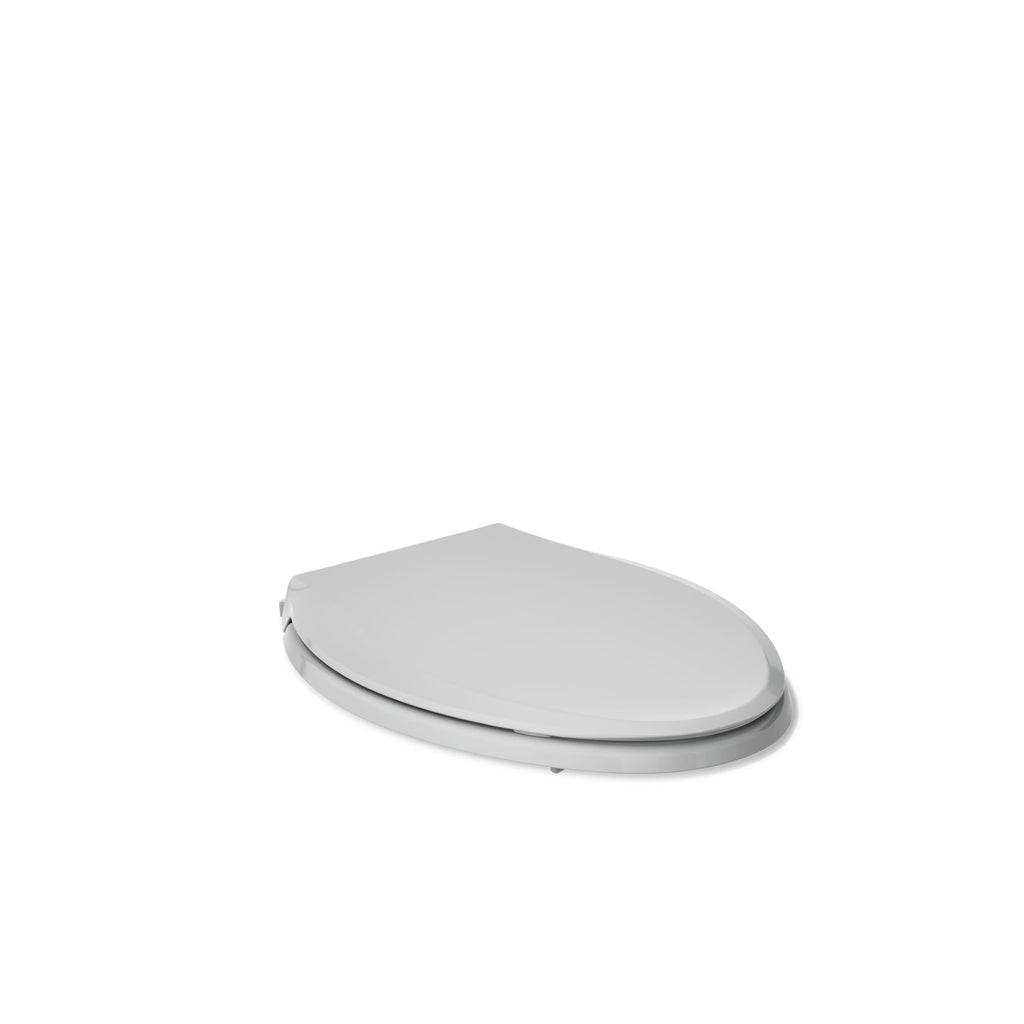 "KOHLER 4636-RL-95 Cachet ReadyLatch Elongated Toilet Seat Slow Close, Soft Close Toilet Seat Quiet Lid, Contoured Grip-Tight Bumpers Installation Hardware, Apartment Essentials, Ice Grey "