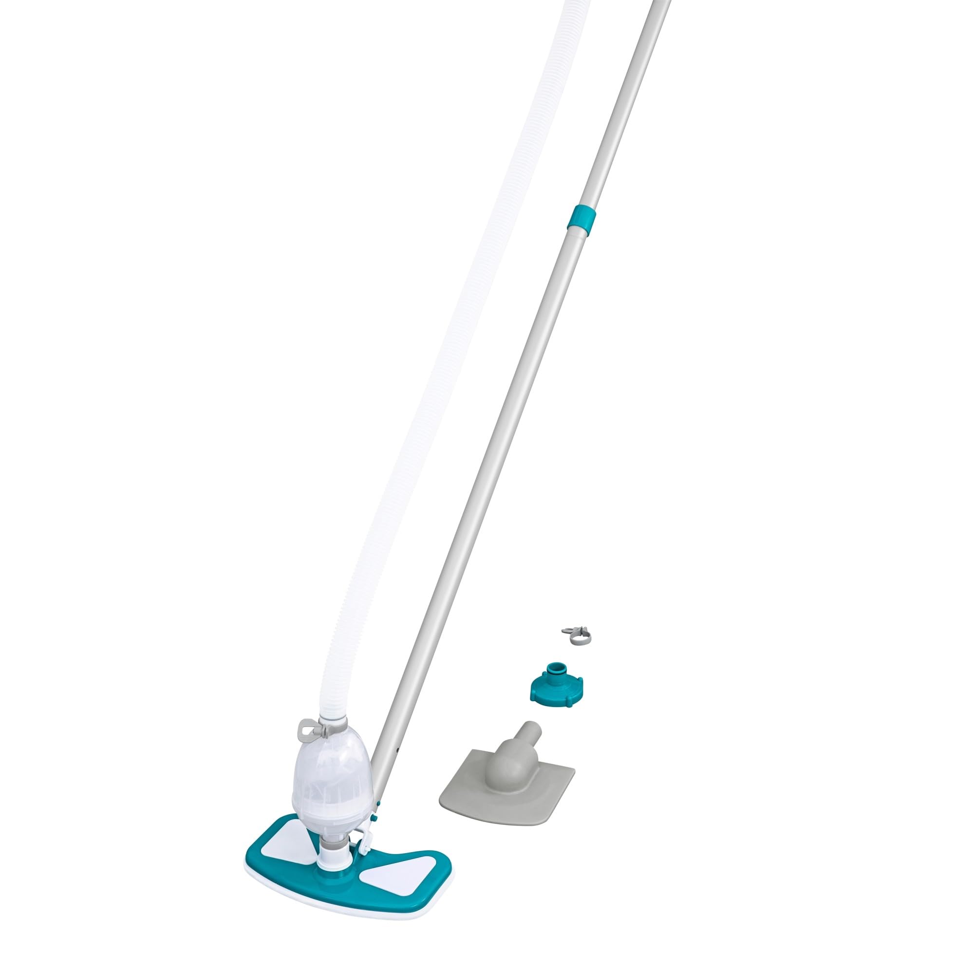Bestway Flowclear AquaClean 110 Inch Pool Vacuum for 20 Feet Above Ground Pools with Removable Debris Bag, Suction Nozzle, Skimmer Head, and Adapters