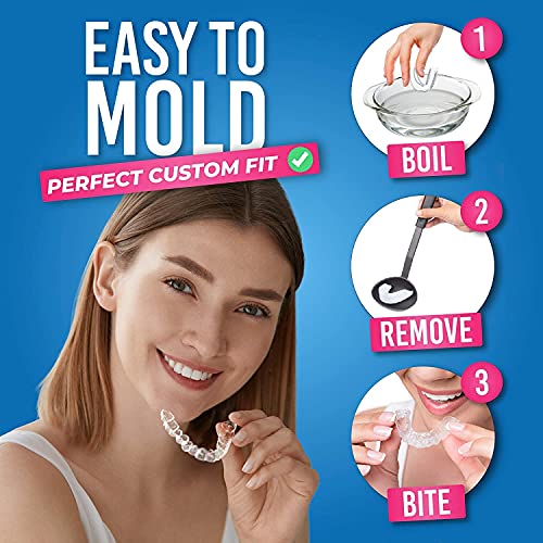 HONEYBULL Mouth Guard for Grinding Teeth [6 Pack] Comes in 2 Sizes for Light and Heavy Grinding | Comfortable Custom Mouth Guard for Clenching Teeth at Night, Bruxism, Whitening Tray & Guard