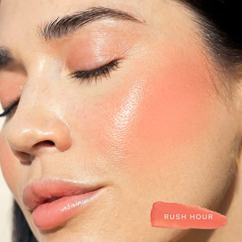 Tower 28 Beauty BeachPlease Cream Blush for Cheeks and Lips - Multi-Purpose Lip and Cheek Tint in Sun-Kissed Peach Blush - for Sensitive Skin – Color RUSH HOUR, Luminous Finish