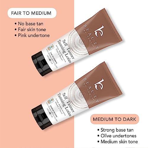 Tanning Lotion Self Tanner Kit - USA Made with Organic & Natural Ingredients, Self Tanning Lotion Face Tanner & Application Kit, Non Toxic Gradual Tan, Sunless Tan for Women & Men