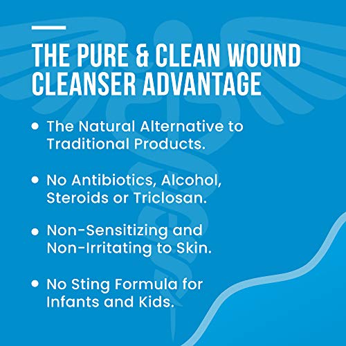 Pure & Clean Wound Cleanser and Lid Prep - Alcohol-Free Formula - Hypochlorous Acid (HOCl) & Oxygenated Water - For Wound Care - pH Balanced - Painless, Non-Cytotoxic Debriding Solution Spray - 8 Oz