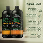 Tea Tree Shampoo and Conditioner Set with Biotin and 100% Pure Tea Tree Oil for Itchy and Dry Scalp - Sulfate and Paraben Free - Tea Tree Oil Shampoo and Conditioner - 16 fl. oz. Each
