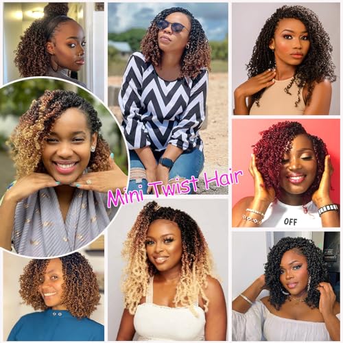 Short Mini Twist Crochet Braids for Black Women 1B/30 10 Inch Yanky Twists Crochet Hair 8 Pack Island Boho Twist Crochet Hair Pre Looped Micro Passion twist Hair Ombre Brown Braiding Hair Extension