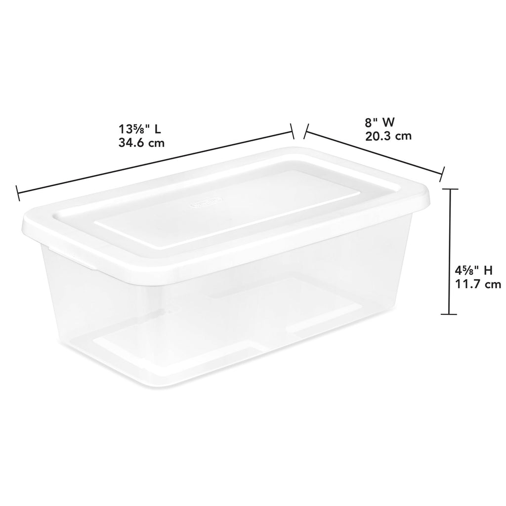 Sterilite Storage Boxes, Stackable Clear Plastic Bins, 6 Quart, 12-Pack