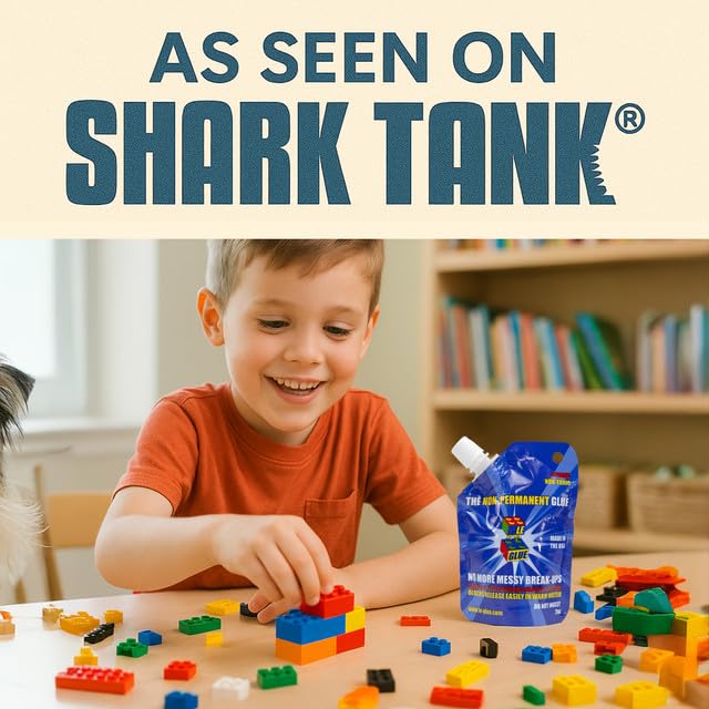 Le Glue Temporary Glue - Compatible with Legos - Non-Permanent Clear Adhesive for Plastic Building Blocks - No Messy Break-Ups - Non-Toxic Formula - Created for Kids, by a Kid