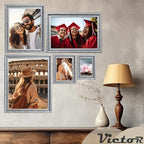 VictoR 6x8 Picture Frame Rubens Black Silver - Picture Frames 6x8 - with Shutterproof Acrylic Glass - Antique - Black 6 by 8