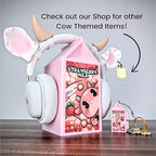 Milk Carton Headphone Stand - Universal Headset Holder - Cute Headphone Stand Hanger - Kawaii Desk Accessories - Pink Gaming Setup - Sturdy Desk Headset Mount (Oat Milk)