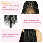QUEENTAS 40" Lace Front Braided Wigs Box Boho Braids Wig for Black Women Faux Locs Wig with Baby Hair Natural Black Long Pre Braid Dreadlock wig